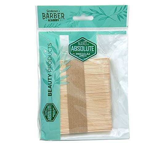 NANO ABSOLUTE Barber Lot de 50 mini spatules en bois pour épilation des sourcils Taille : 9,3 cm x 1 cm x 0,3 cm Cover