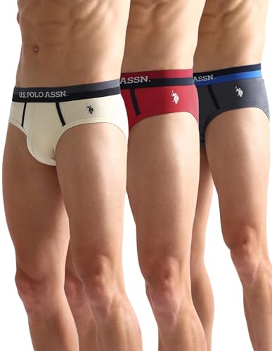 Image of U.S. Polo ASSN. Mens OET07 Dual Tone Cotton Stretch Underwear Briefs - Pack of 3