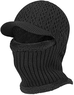 TAGVO Winter Thermal Knitted Balaclava Beanie Hat with Stretchy Flexible Fleece Lining Neck Warmer, Windproof Thick Warm Cycling Ski Face Mask for Adults Women Men Outdoors Sports - Universal Size