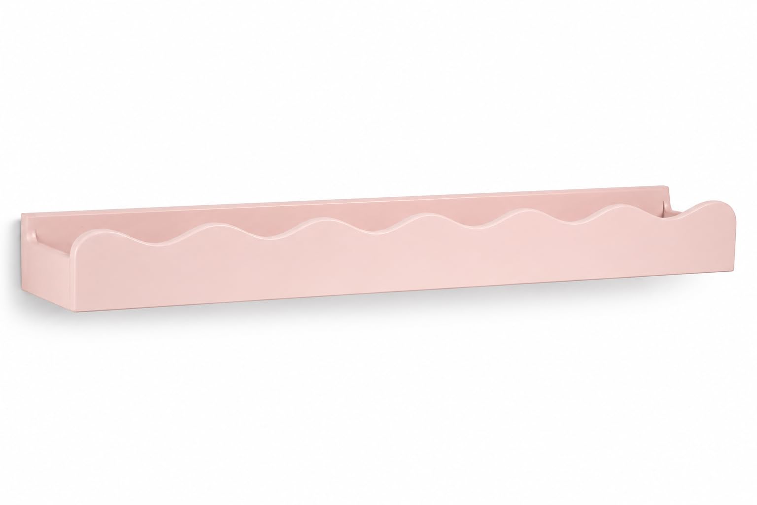 AAMEN Kids Pink Wave Wall Shelf 60cm | MDF Floating Nursery Shelf | Scalloped Wall Mounted Display Shelf for Books, Toys & Keepsakes | Bedroom, Playroom & Nursery Storage Decor