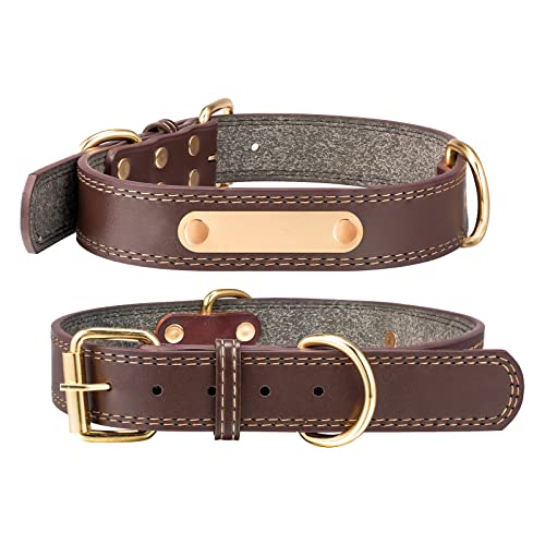 Lederhalsband,Personalisiert Hundehalsband aus Leder,verstellbar Halsband mit Namen und Telefonnummer gravieren, Leder Halsbänder mit Metallschnalle (XL (Breite 3,0 cm, Halsumfang 50-60cm), Braun)