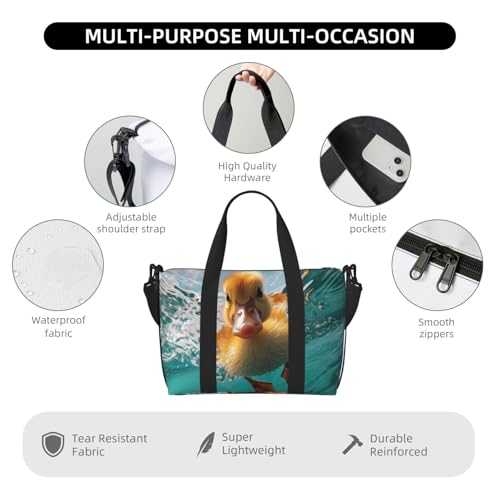 Laptop Tote Bag for Women Work - Underwater Swimming Duck Gym Bag for Women Men, Personal Item Crossbody Travel Bags Carry On, Overnight Weekender Bags for Women Travel3