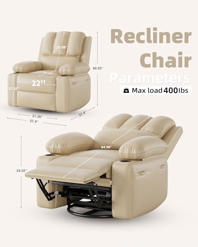 Sillón reclinable manual piel sintética crema miniatura 2