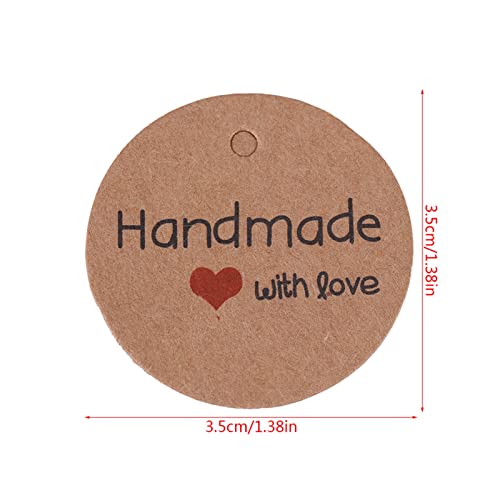100pcs Handmade Brown Wedding Favor Tag with String, DIY Kraft Paper Price Label for Clothing Jewelry Dessert (Handmade with Love) - Image 3