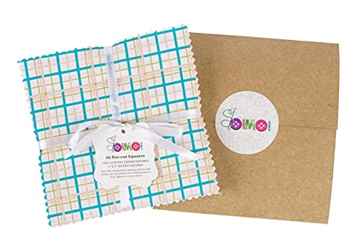 Coton quilting carres coupons pre-coupes pour patchwork facile aqua bleu