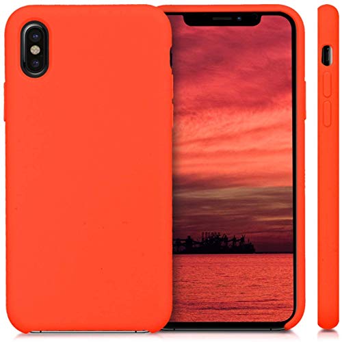 Image of REALCASE iPhone X | iPhone Xs Back Cover Case | Full Protective Liquid Silicone | Shockproof Case Back Cover for iPhone X /Xs [S-Orange]