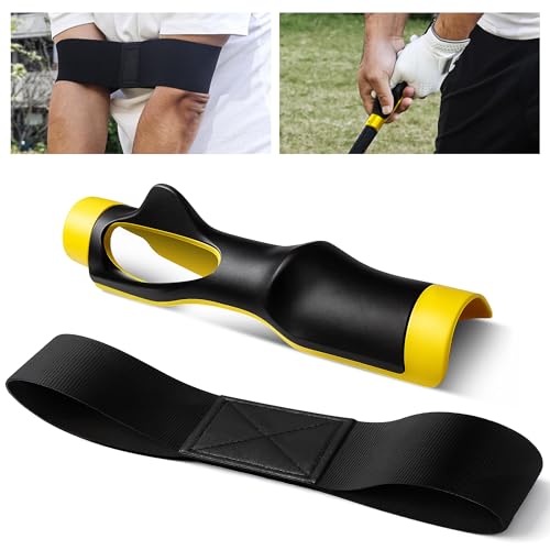Enhon Golf Club Grip Trainer Aid Attachment and Swing Correcting Arm Band Kit for Right-Handed Men Women Golfer Beginner Fix Grip and Elbow Position, Improve Accuracy & Build Muscle Memory