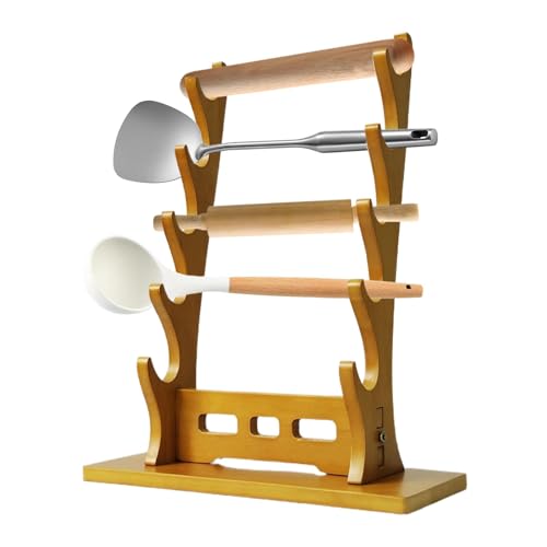 Jubepk Wooden Flute Rack, 5-Tier Rack, Flute Organizer Rack, Tabletop Flute Holder, Scabbard Organizer Rack, Flute Display Stand, Flute Storage Rack for Living Room 12.2x4.53x14.57 inches