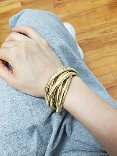 Image of JR JOY & RACHEL 14K Gold Plated High Polished Six Rows Stretch Twist 7.5 inch Bracelets