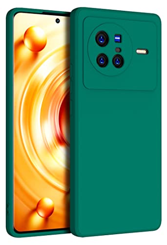 Image of Kapa Matte Lens Protective Shockproof Flexible Back Cover for Vivo X80, Slim Silicone with Soft Lining Shockproof Flexible Full Body Bumper Case (Green)