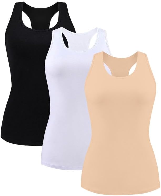 beautyin Women Tank Top with Shelf Bra Racerback Workout Yoga Tops Undershirt