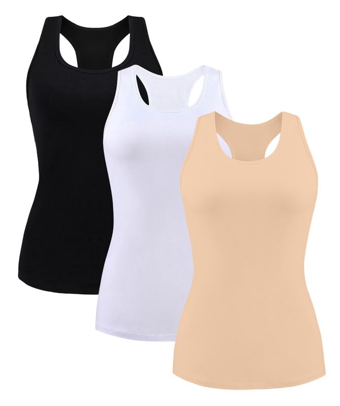 Image of beautyin Women Tank Top with Shelf Bra Racerback Workout Yoga Undershirt