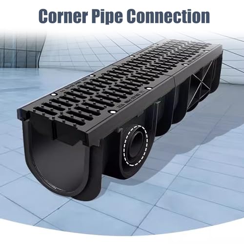 Kit de drainage de canal noir modulable avec connecteur et grilles durables