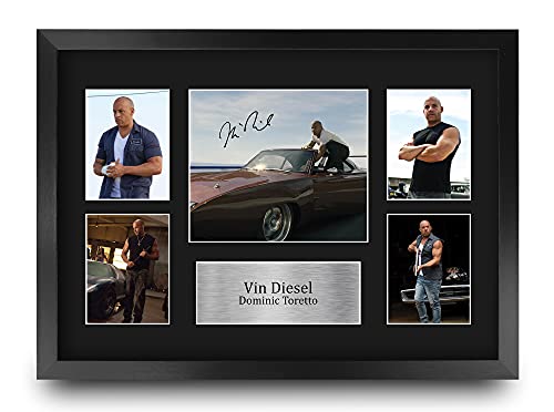 Cadeau fan Fast and Furious Vin Diesel photo dédicacée imprimée A3 encadrée souvenir de cinéma