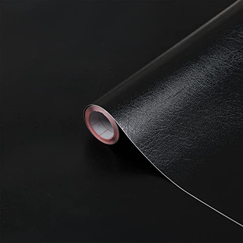 Vinyl Warehouse d-c-fix Black Leather Effect Sticky Back Furniture Wrap Vinyl (W)90cm (L) Sold by The metre