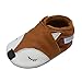 YIHAKIDS Baby Leather Shoes First Walking Moccasins Infants Boys Girls Soft Sole Toddler Crawling Slippers Fox(Brown,0-6 Months,sole length 4.7in)