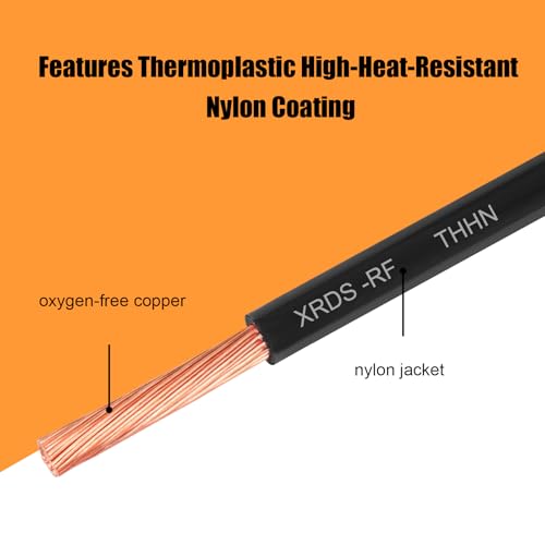 Image of XRDS -RF 10 AWG 50FT THHN Stranded Wire - Nylon Insulated Pure Copper Cable for Indoor Branch Circuits - Black - 600V Rated