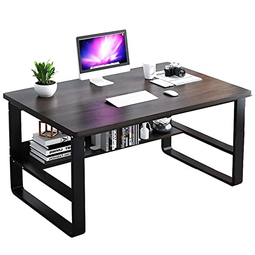 bns7fapq Escritorio PC simple y elegante Escritorio de ordenador portátil Escritorio moderno en casa Estación de trabajo con estantes de almacenamiento de acero resistente en forma de U Escritorio de
