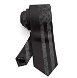 Men's Novelty Neckties Skinny American Thin Blue Line Honor Flag Black Paisley Necktie for Business,