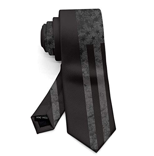 Men's Novelty Neckties Skinny American Thin Blue Line Honor Flag Black Paisley Necktie For Business, Dances, Banquet - Casual & Formal Neckties, Regular Tie 3D Printed Gifts #TOP20
