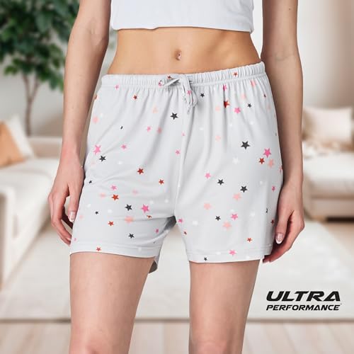 Image of Ultra Performance 3 Pack Womens Boxer Shorts Soft Pajama Sleep Lounge Short | 95% polyester, 5% spandex; moisture-wicking; ideal for sleeping, lounging, casual wear, pajama pj shorts, Yummy shorts women