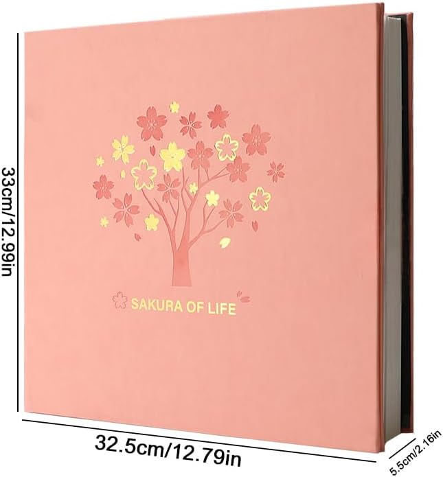 Large Scrapbook Album With 120 Pages,Family Photo Album,Travel Memory Book,Gift For Wife,Girlfriend,Any Special Occasion,Anniversary DIY Album (Pink, 12.79 x 12.99 Inch 120pages)