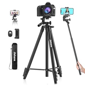 71″ Camera Tripod, Versatile Cell Phone Tripod with Wireless Remote Phone Holder and Carry Bag, Lightweight Portable Camera Tripod Stand Compatible with Smartphone Cameras, Max Load 6.6 lbs