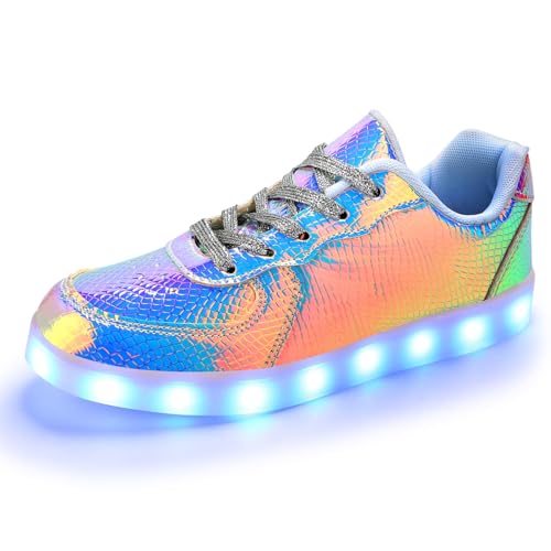 Shiny Leather Stylish LED Light-Up Sneakers Unisex for Parties and Performances Unique Patent Leather USB Rechargeable Low-Top Shoes with Colorful Lighting Effects