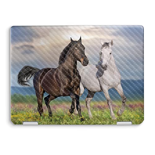 Image of MightySkins Carbon Fiber Skin Compatible with HP Spectre x360 14 inch (2022) Full Wrap Kit - Horse Contrast | Protective Durable Textured Carbon Fiber Finish | Easy to Apply | Made in The USA