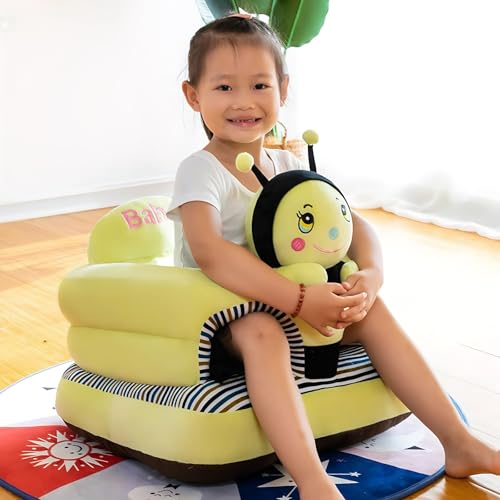 Image of Baby Support Seat, Cute Baby Sofa Chair for Sitting Up, Comfy Plush Infant Seats (Honeybee,W17.5 x H17.5) | Plush Baby Floor Seat for 3-24 Months, Infant Sit Me Up Support Chair with PP Cotton Filling, Comfy Plush Infant Seats