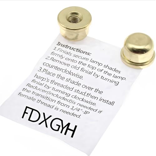 1/4-27 Lamp Finials Caps,FDXGYH 2pcs Solid Lamp Finials Caps Tapped of Tops for Lamp Shade Holder Harp(Gold) - Thumbnail 2