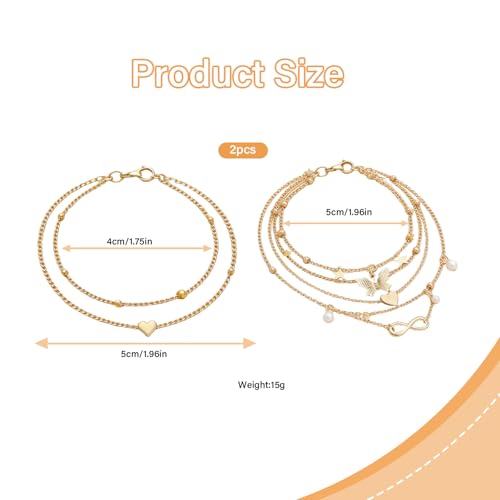 Image of Anklets for Women Fancy, Stylish Payal for Woman, Layered Shell and Starfish Pearl Beaded Anklet Set, Adjustable Beach Jewellery for Girls, Boho Accessories for Summer Festivals