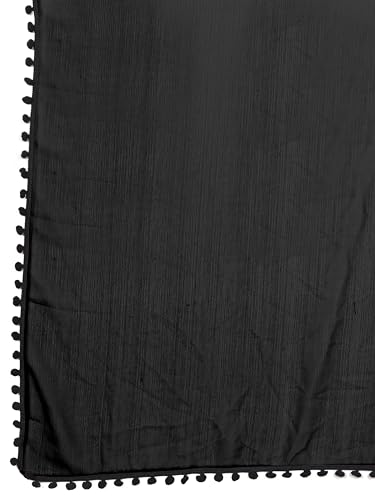 Image of StyleScope Women's Zomato Chiffon Georgette Pom Pom Lace Bordered Saree With Unstitched Blouse Piece (Zomatoo)