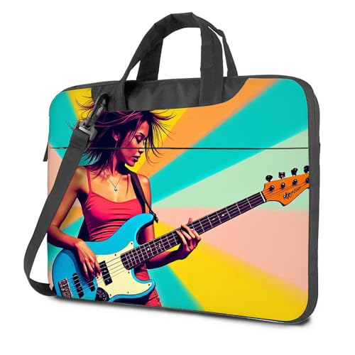 Sac à dos d'ordinateur portable antichoc au motif guitare basse bleue colorée