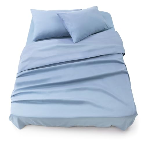 Blumtal Completo lenzuola matrimoniali 3pz - completo letto matrimoniale certificato OEKO-TEX - lenzuolo con angoli 180x200x30cm + lenzuolo 280x275cm + federa cuscino 50x80cm in microfibra - azzurro