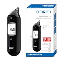 OMRON Gentle Temp 533 Infrarot Fieberthermometer Ohr für Kinder, Babys und Erwachsene, kontaktloses Digitalthermometer für schnelle, genaue Messungen ohne Berührung, Sonde ohne Schutzhülle, schwarz
