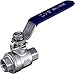 Duda Energy 2PCBV-WOG1000-F025 Full Port Ball Valve, 2 Piece, 1/4" NPT, 304 Stainless Steel with Blue Vinyl Handle,.25"