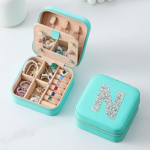 Estojo de joias de viagem para mulheres, caixa de joias inicial, suporte de colar, brincos, organizador de presentes de aniversário personalizados para sua professora, presentes de agradecimento