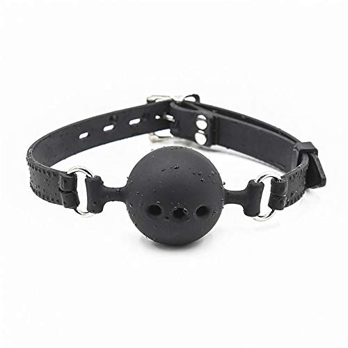 HONG SHENG Three-Hole Ball Full Silicone Open Breathable Mouth Ball (Black)