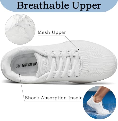 Image of Girls White Cheerleading Shoes Lightweight Competition Tennis Shoes Women Hip Hop Gymnastics Dance Sneakers