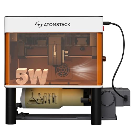 ATOMSTACK P1 5W Máquina de grabado láser portátil Puerta totalmente cerrada de 5 motores dobles 10000m/min Grabado con APP PC Offline con soporte de rodillos R8 Grabado de cilindros