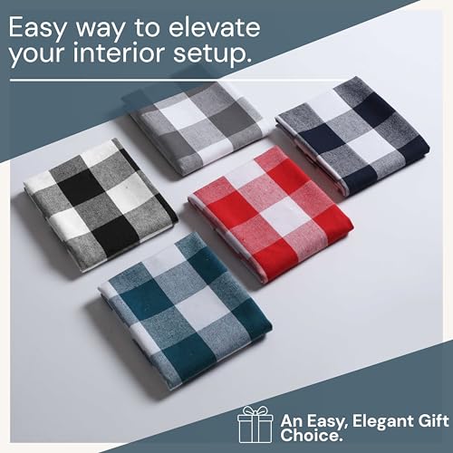 Image of Teal Buffalo Check Plaid Kitchen Towels, 4 Pack, 100% Cotton, 16x26 Inches, Super Absorbent, Quick Dry, Soft, Dish Drying & Cleaning Towels with Hanging Loop, Teal Green and White