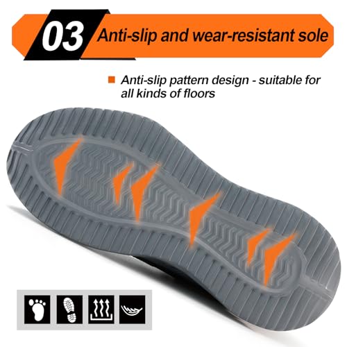 Image of LAoutun Steel Toe Shoes for Men Work Shoes Safety Sneakers Comfortable Lightweight Puncture Proof Slip on Indestructible Construction Work Shoes