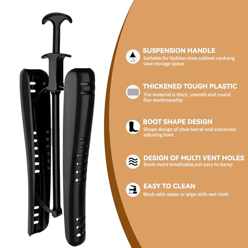 Nianronghua 4 Pairs Black Boot Stretcher Boot Tree Shapers Tall Boot Tree Shaft Shaper,Boot Calf Stretcher,Boot Shapers For Tall Boots,Cowboy And Tall Boot Inserts Shape Holders For Men Women To Keep Shape thumb #5