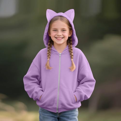 Cat Hoodies for Girls Long Sleeve Zipper Up Casual Drop Shoulder Cute Sweatshirts Fall Winter Teen Girl Clothes4