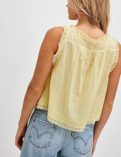 Womens Summer Flowy Tank Top with Lace Trim Button Down Chiffon Cami Shirt Boho Tie Front Ruffle Tank Crop Tops3