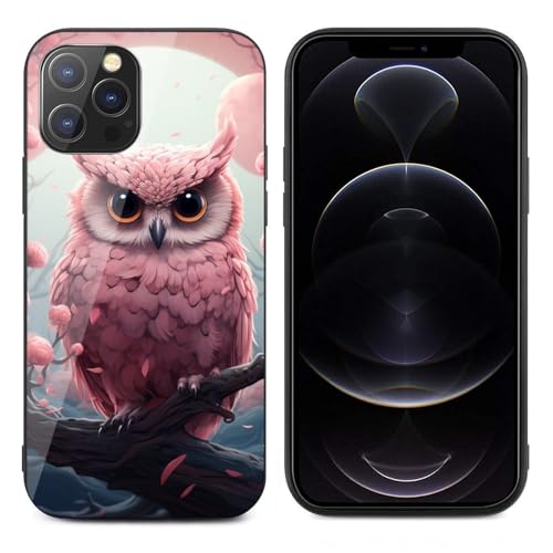 CRIVOTA for iPhone 12Pro Max Case - All-New Colorful Owl Design, Glass Back + TPU Inner Shell, Extreme Slimness, Precise Cutouts, Military-Grade Tested, Cell Phone Cases for Men Women