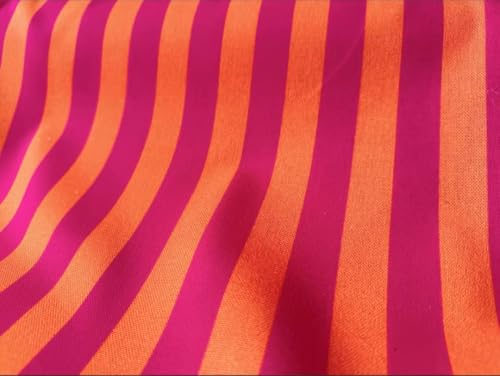 Tissu imprimé de 140 cm de large à motif rayures et carreaux rose orange