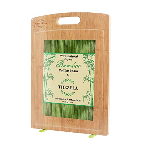 Large Bamboo Cutting Boards for Kitchen,Upright Stand Chopping Board with Juice Groove, BPA Free, Thick Carving Board for Vegetables, Meat and Cheese, Eco-Friendly(Large Size 17.7x12.6