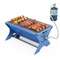 QuliMetal Portable Camping Grill, Foldable 3-in-1 Charcoal Wood Gas BBQ Grill with Carry Bag, Heavy-Duty Stainless Steel Fire Pit for Outdoor Cooking Backpacking Tailgating Patio Backyard